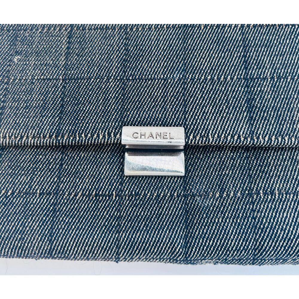 Chanel Vintage Denim Grey Chocolate Bar Flap Shoulder Bag SHW Series 7 Gray CoA - Picture 3 of 10